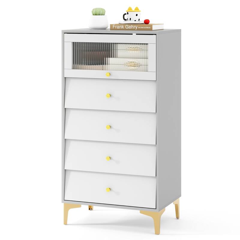 Gymax 2 PCS 4 Drawer Dresser 44.5'' Tall Dresser Chest of Drawers