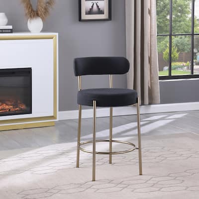 Modern Sherpa Counter Height Stools Set of 2 with Metal Legs
