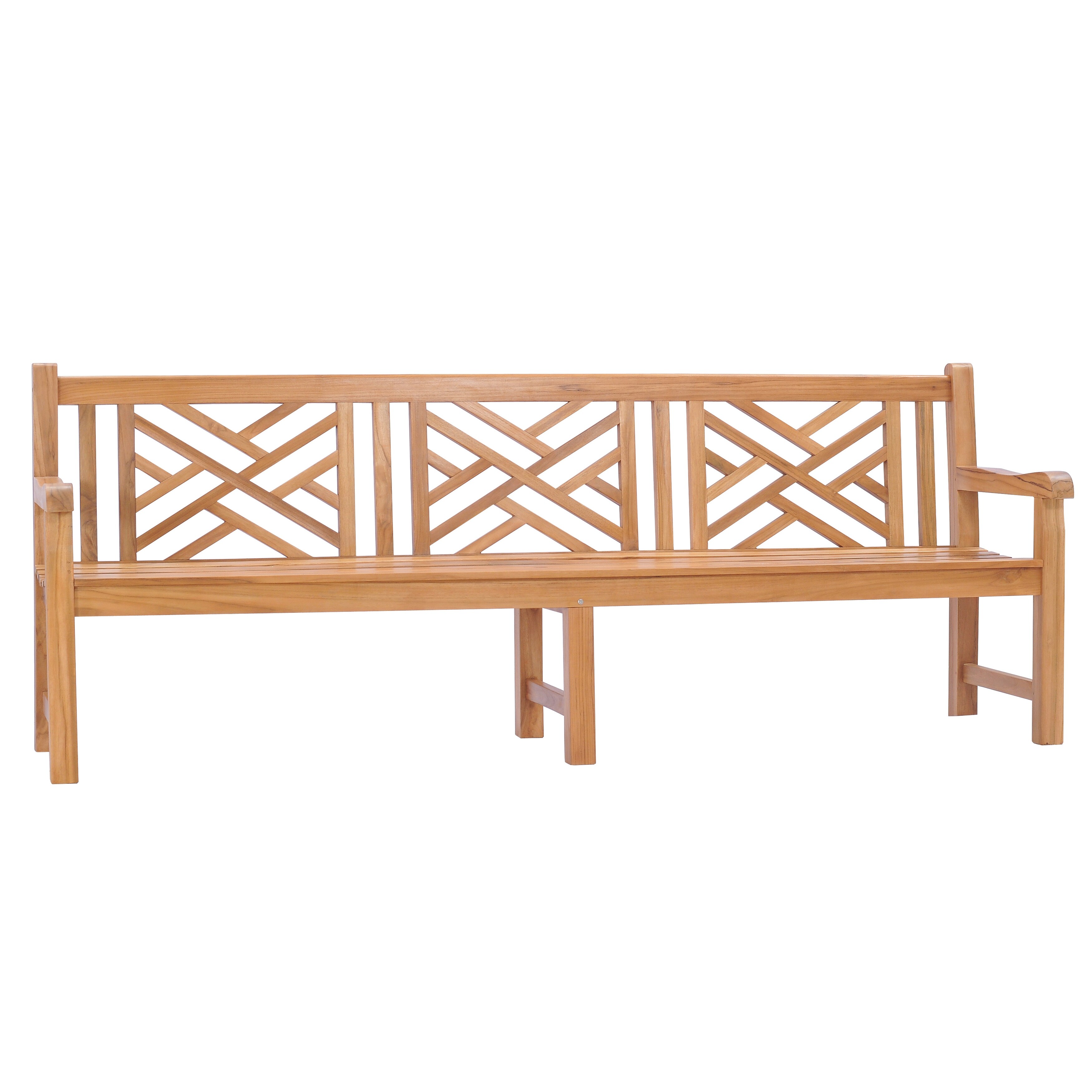 Shop Chic Teak Chippendale Quadruple Outdoor Teak Wood Patio Garden Bench 8 Foot Overstock 31445031