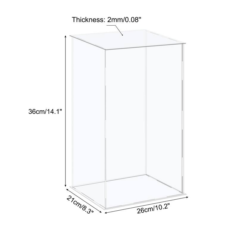 Acrylic Display Case Plastic Box Storage Box Clear Assemble Showcase - 10.2x8.3x14.1 Inch
