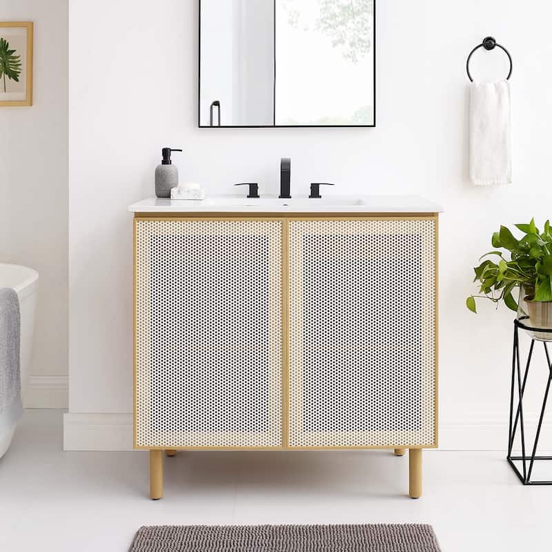 Calla 36" Perforated Metal Bathroom Vanity