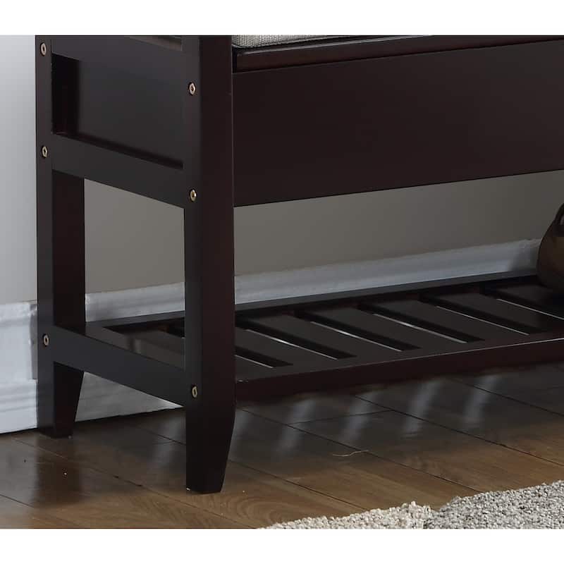 Indoor Bench Decorative Bench with Wooden Frame, Hallway Bench Storage Bench with Flapping Lid and Open Shelf