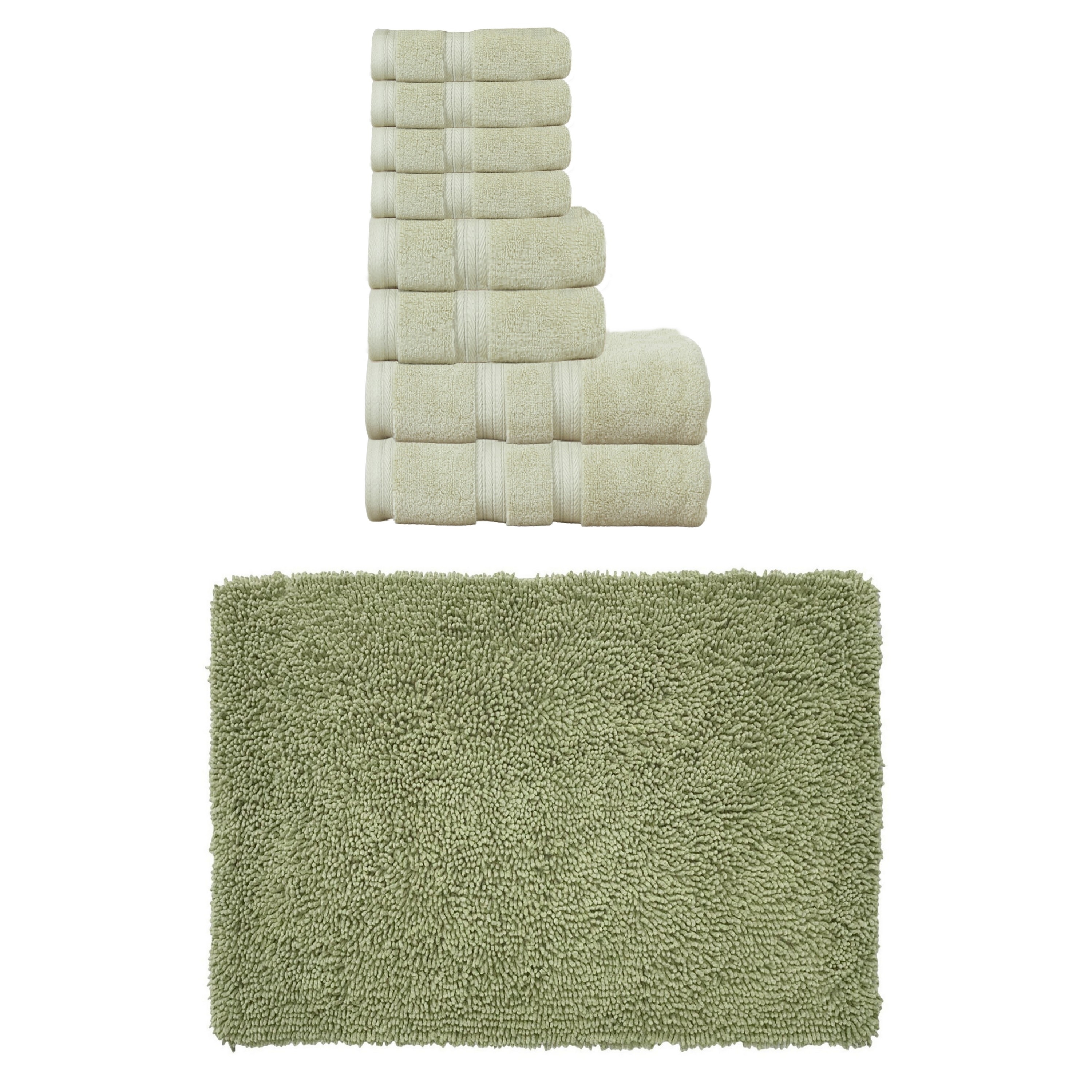 Home Weavers Fantasia Collection 100% Soft Cotton 8 Pc Bath Towel Set & 1 Pc 21x34" Bath Rug, Machine Wash & Non Slip (Set of 9)