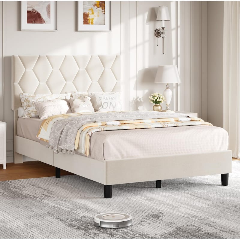 Heavy-Duty Full Platform Bed Frame with Strong Wood Slats