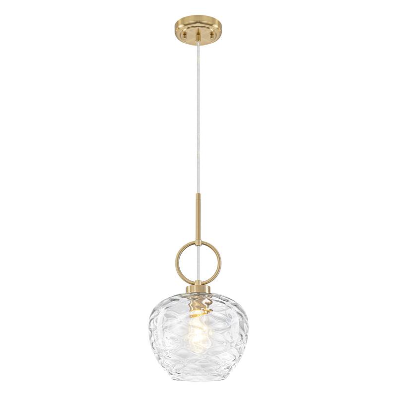 Modern Gold Geometric Glass Pendant Light Fixture Adjustable Cord - Dia.9.06-in