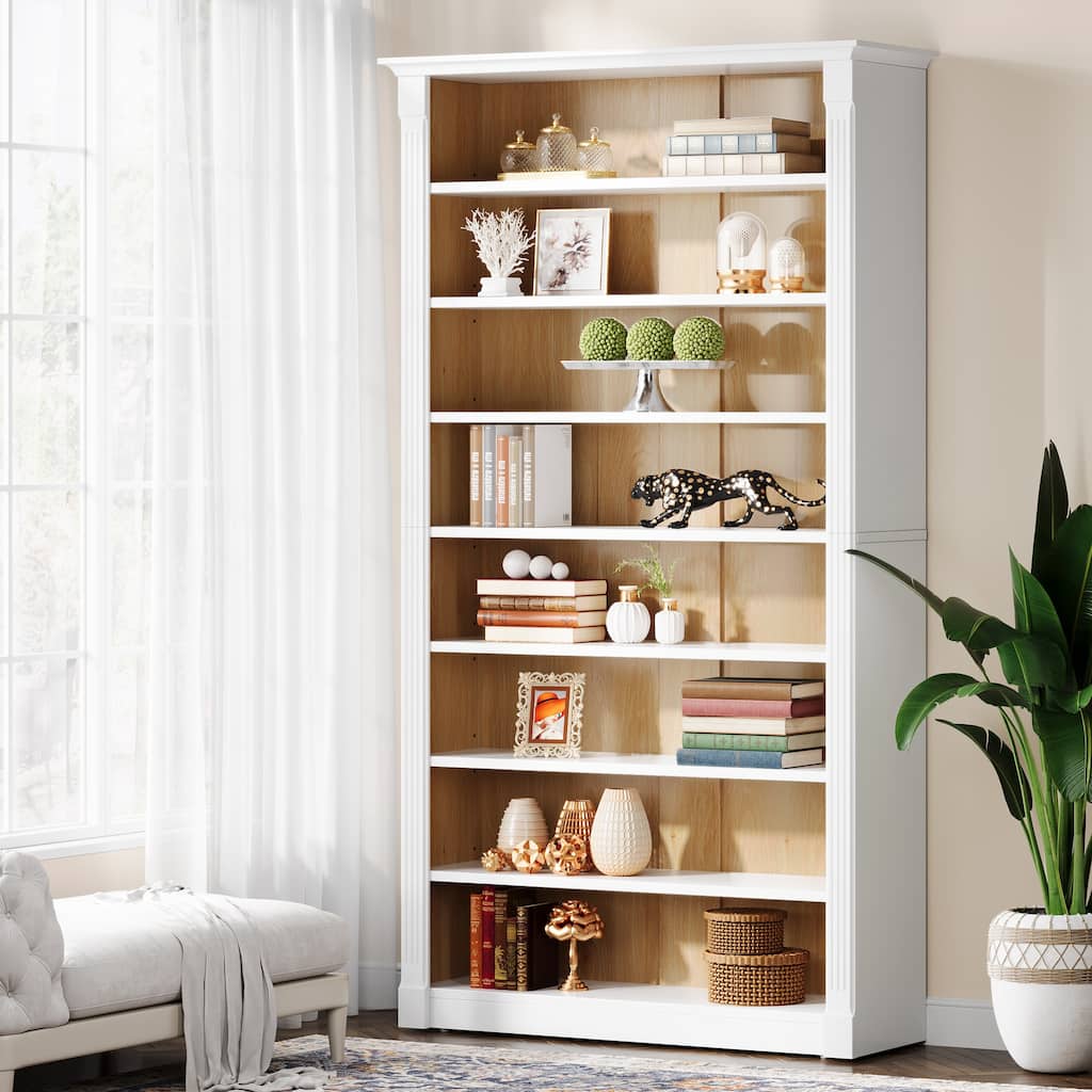 70.9-Inch Tall Bookcase, Modern 8-Tier Bookshelf with Adjustable Shelves, Freestanding Display Shelf, White