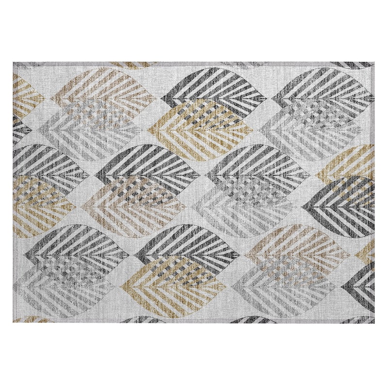 Machine Washable Indoor/ Outdoor Chantille Casual Palm Leaf Rug