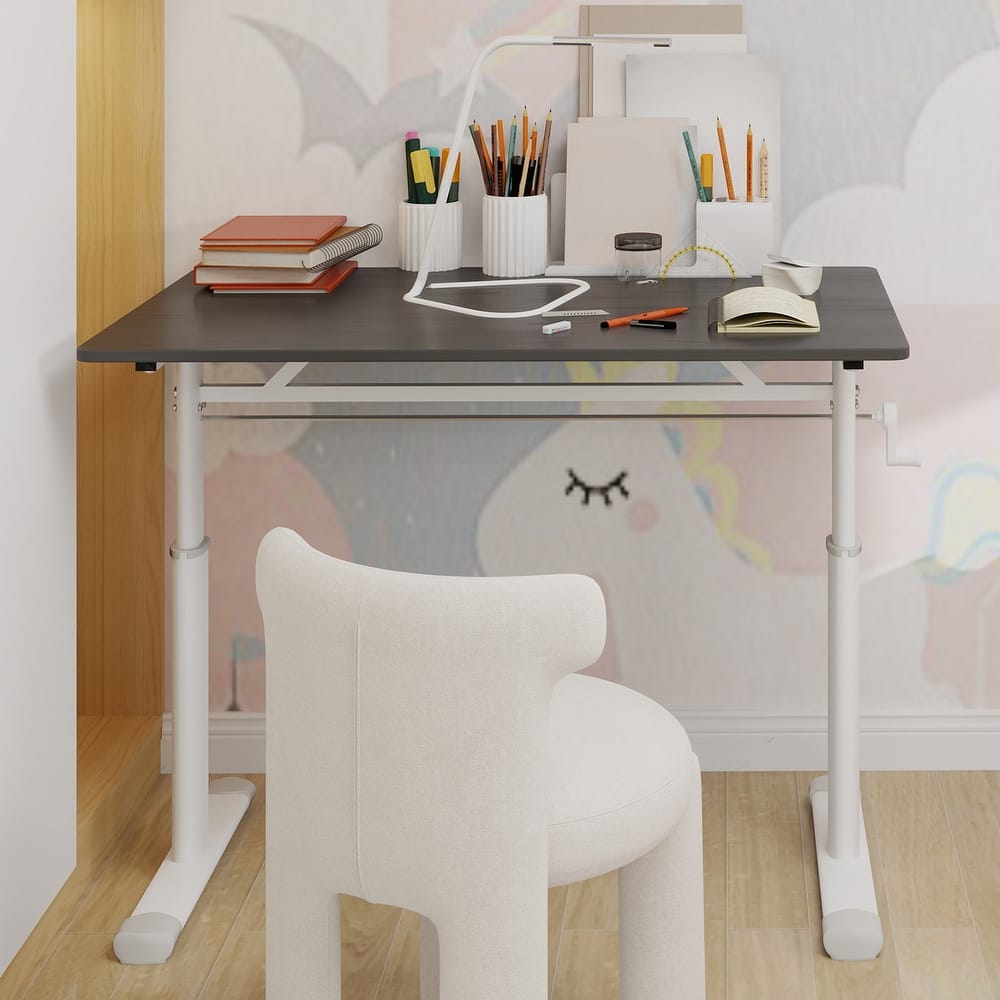 Roomfitters 40" Adjustable Height Study Desk - Compact Multi-Purpose Desk for Kids & Adults, Manual Crank Standing Desk