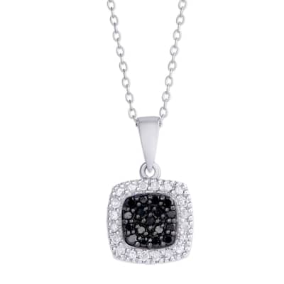 Victoria Townsend .925 Sterling Silver .23ct Black and White Diamond Square Pendant