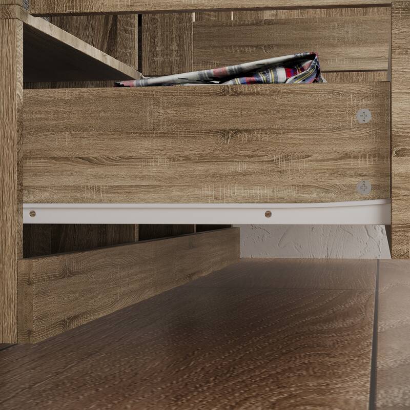 Natural Charm Wooden Armoire - Breathable Rattan Design Ample Storage