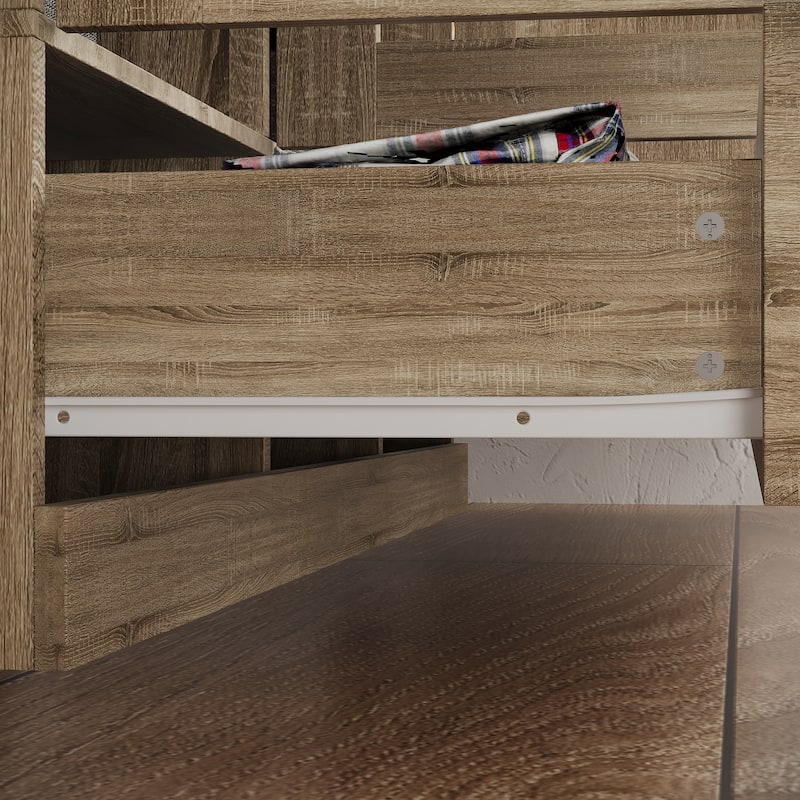 Rattan-Accented Wardrobe - Spacious Clothing Organizer with Style