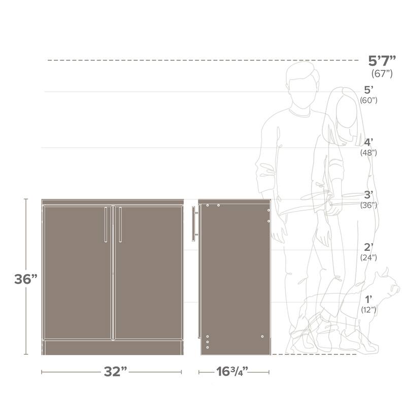 Prepac Elite Home Storage 16 in Deep Base Cabinet - 32" W x 35.75" H x 18" D