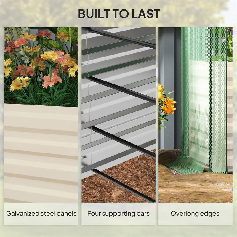 Galvanized Steel Raised Garden Bed with Crop Cage and Shade