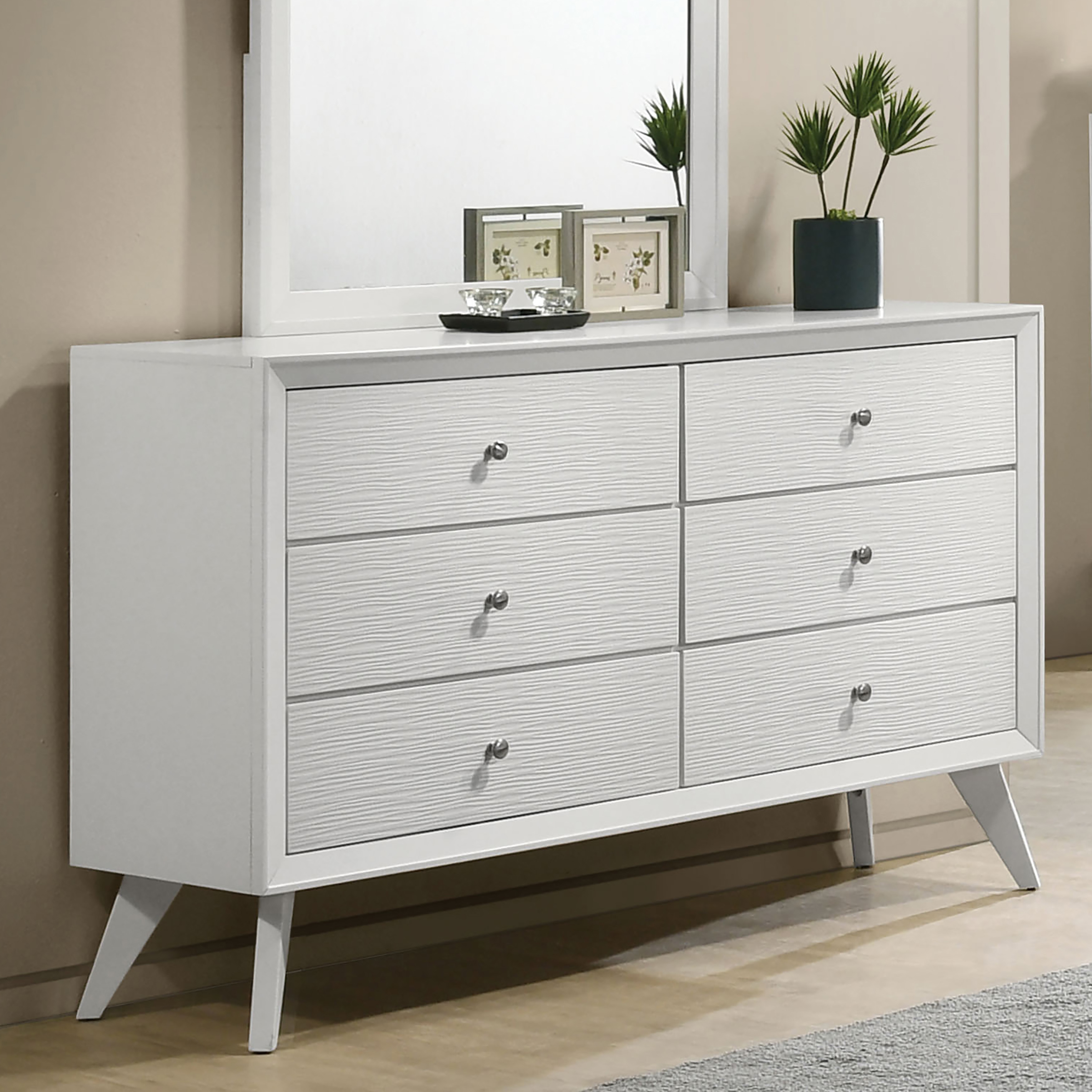 Furniture of America Kawi Contemporary White 58-inch Wide Wood 6-Drawer Dresser