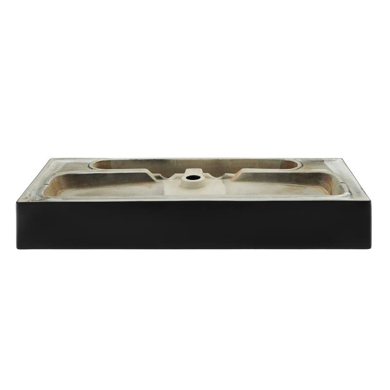 Reims 40 Ceramic Console Sink Matte Black Basin Gold Legs - 16.55" x 39.35" 35.45"