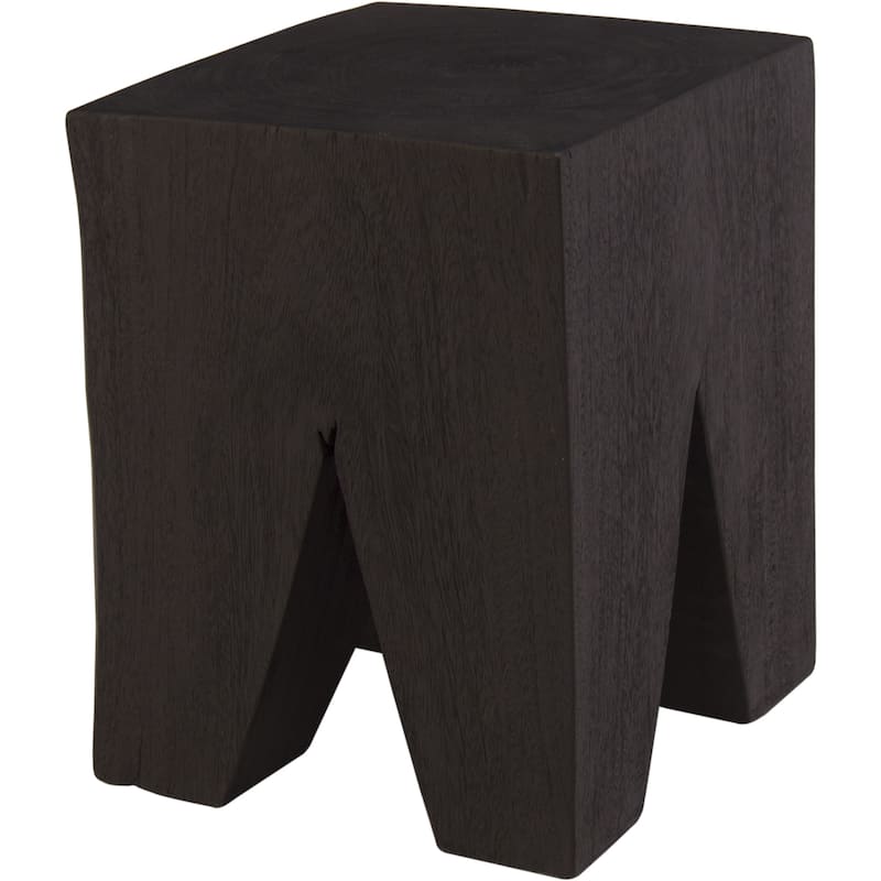 Rustic Wood Side Table - 17.5" - Burned Black