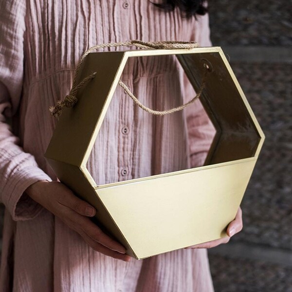 Shop RusticReach Gold Metal Planter Hexagon Hanging Planter Free