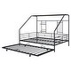 preview thumbnail 43 of 78, Metal House Bed with Trundle, Twin/Full Size Daybed Playhouse Bed with Bulit-in Storage Shelves and Metal Grid for Kids Teens