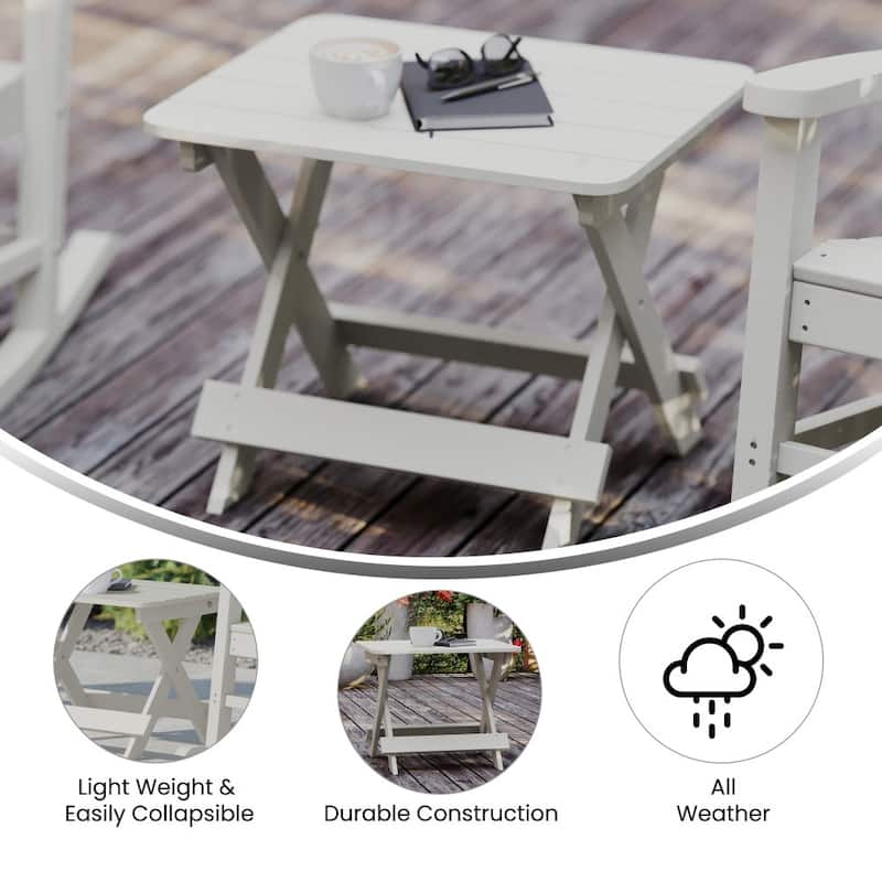 Commercial Grade All-Weather Portable Folding Adirondack Side Table
