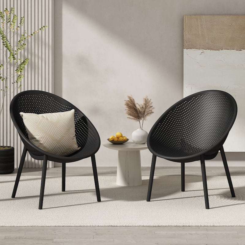 Christopher Knight Home- Gould Indoor/Outdoor Elise Polyester Accent Chair (Set of 2) - Black