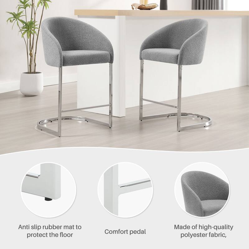 26" Fabric Upholstered Counter Height Bar Stools with Arms - 37" H x 22.4" W x 22" D