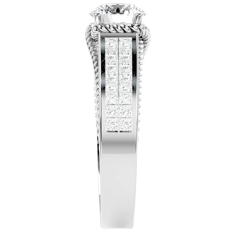 1 3/4Ct Diamond & Moissanite Designed Accent Engagement Ring in Gold