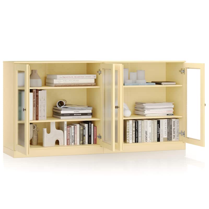 Palace Imports 100% Solid Wood 64" Sideboard with Frosted Glass Doors and Adjustable Shelves