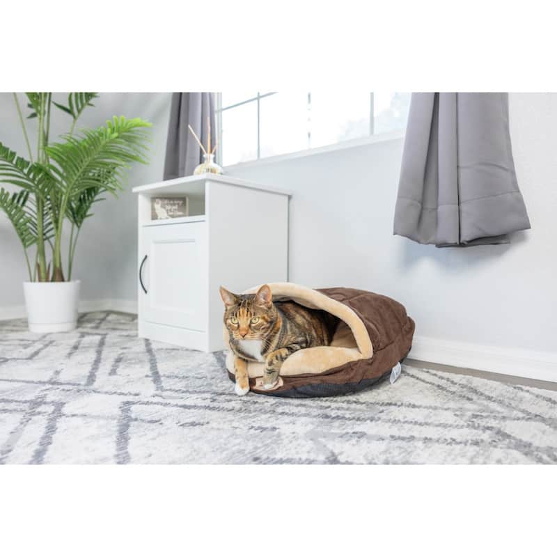 Slipper Shape Cat Bed For Indoor Cats and Dogs, Mocha/Beige - 22"L x 16"W x 12"H