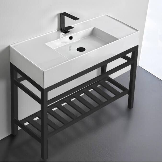 Nameeks Scarabeo 5124-CON2-One Hole Teorema 2 40" Rectangular Ceramic