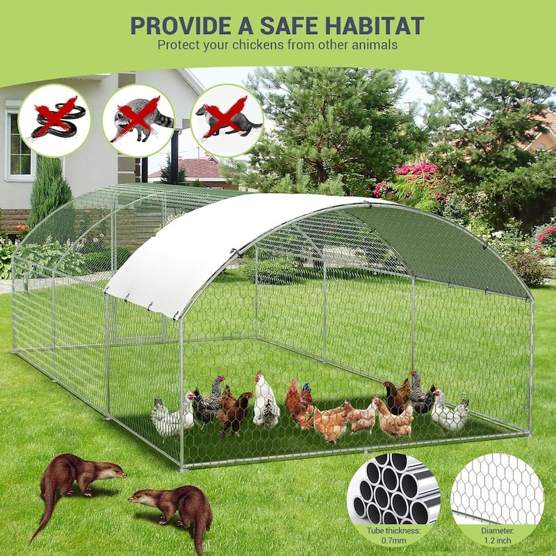 Heavy Duty Walkin Chicken Run, Chicken Coop with Waterproof and Anti-Uv Cover