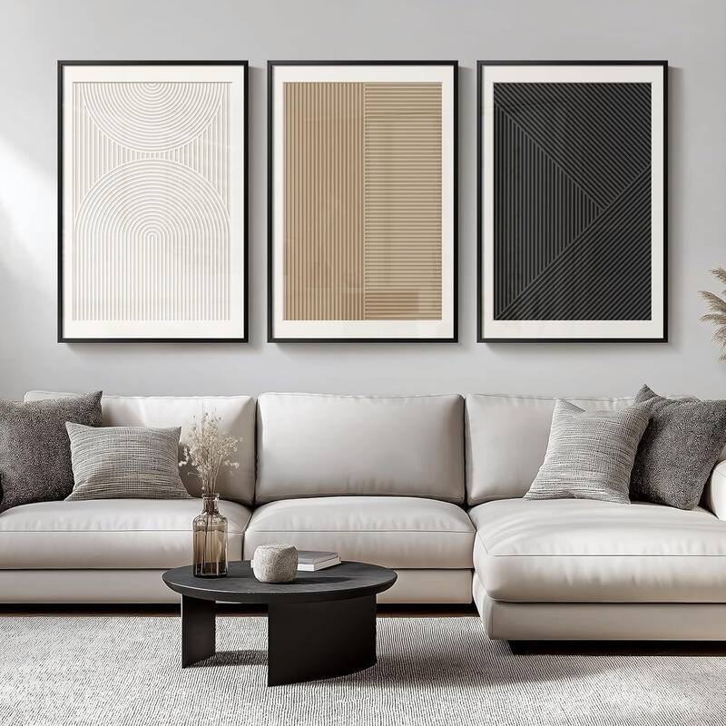 Framed Modern Black and White Abstract Wall Art - 24 x 36