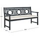 preview thumbnail 7 of 5, SAFAVIEH Outdoor Living Montclair 3-seat Dark Slate Grey/ Beige Bench - 23.4"x60.6"x34.7"