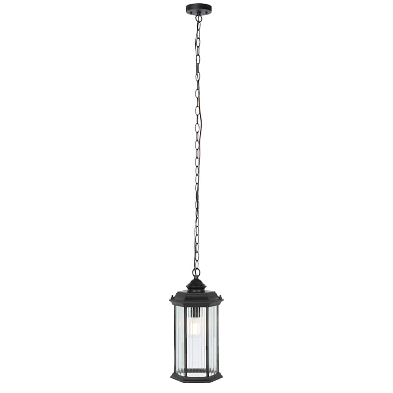 SAFAVIEH Lighting Mihrije 8" Modern & Contemporary Outdoor Pendant - 8" W x 7" D x 16" H - Black - 8Wx7Dx16H