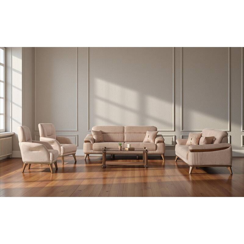 Cerny 4 Pieces Living Room Sets 2 Sofa 2 Chair - Beige