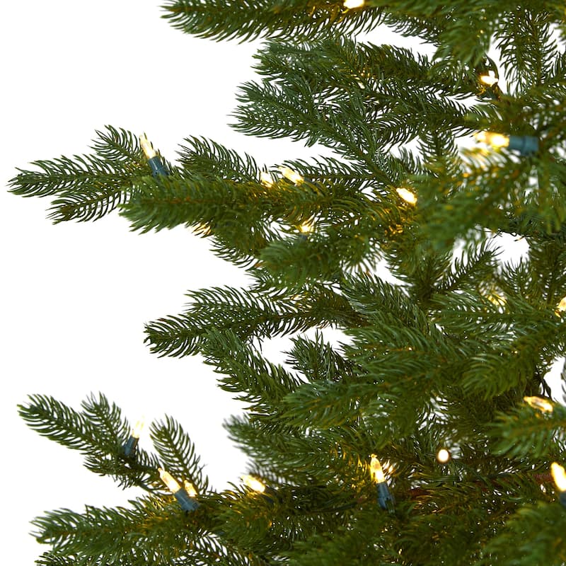 7.5ft Artificial Christmas Tree with Lights - Holiday Decor, Warm White LED, Bendable Branches, Classic Design - Green - 84