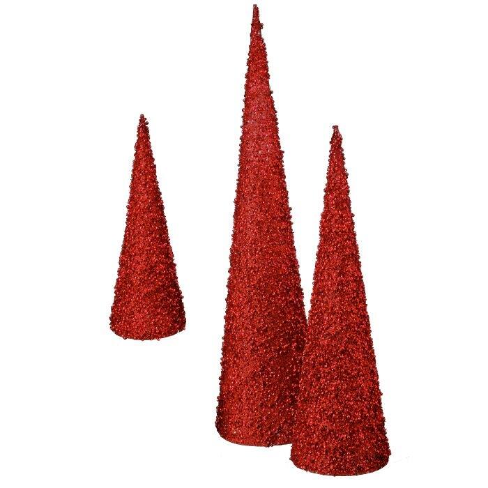 12/18/24" Glitter Cone Tree Set of 3