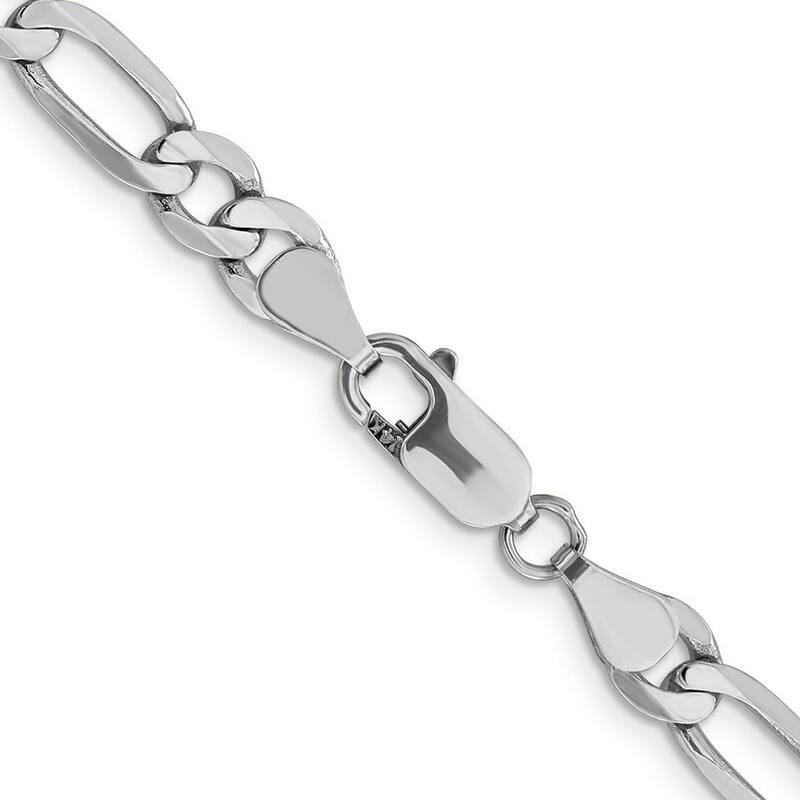 Curata 14k White Gold 6.0mm Flat Figaro Chain Bracelet