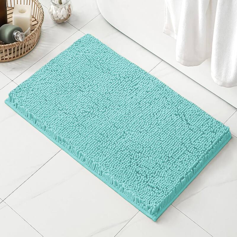 30"x20" - Light Blue Soft Cozy Plush Chenille Bath Mat Bathroom Rug