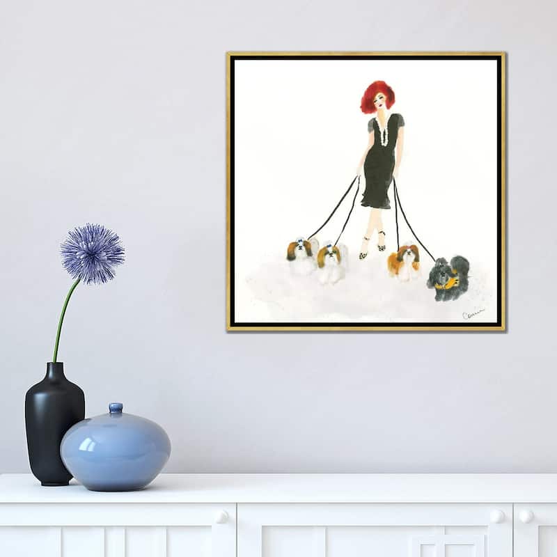 iCanvas "Shih Tzu Stroll" by Connie Collum Framed Canvas Print