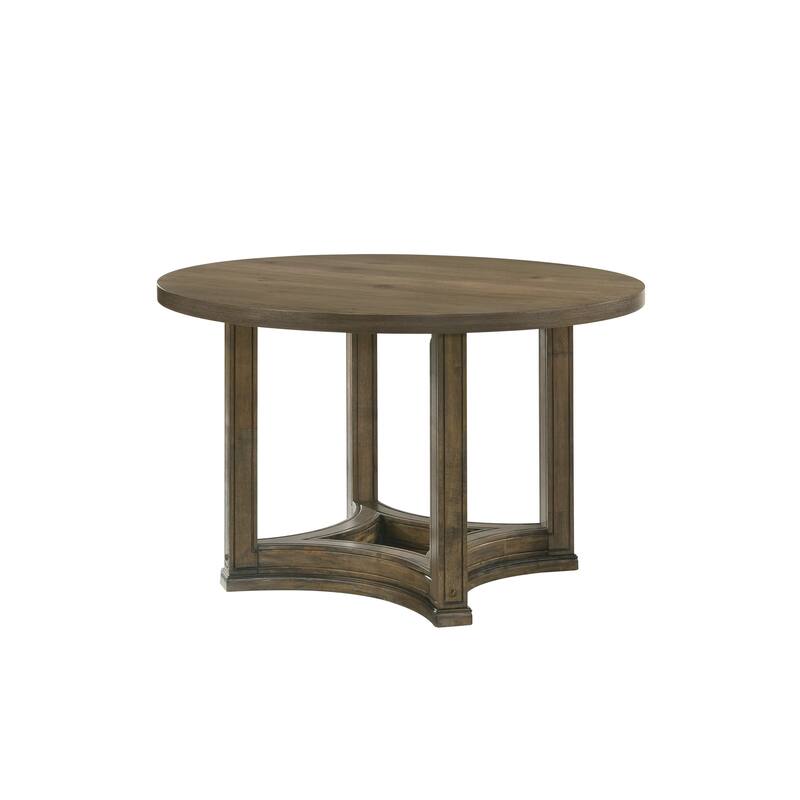 HomeRoots 47" Oak Solid Wood Frame Base Round Top Dining Table - 47.00 in. x 30.00 in. x 47.00 in.