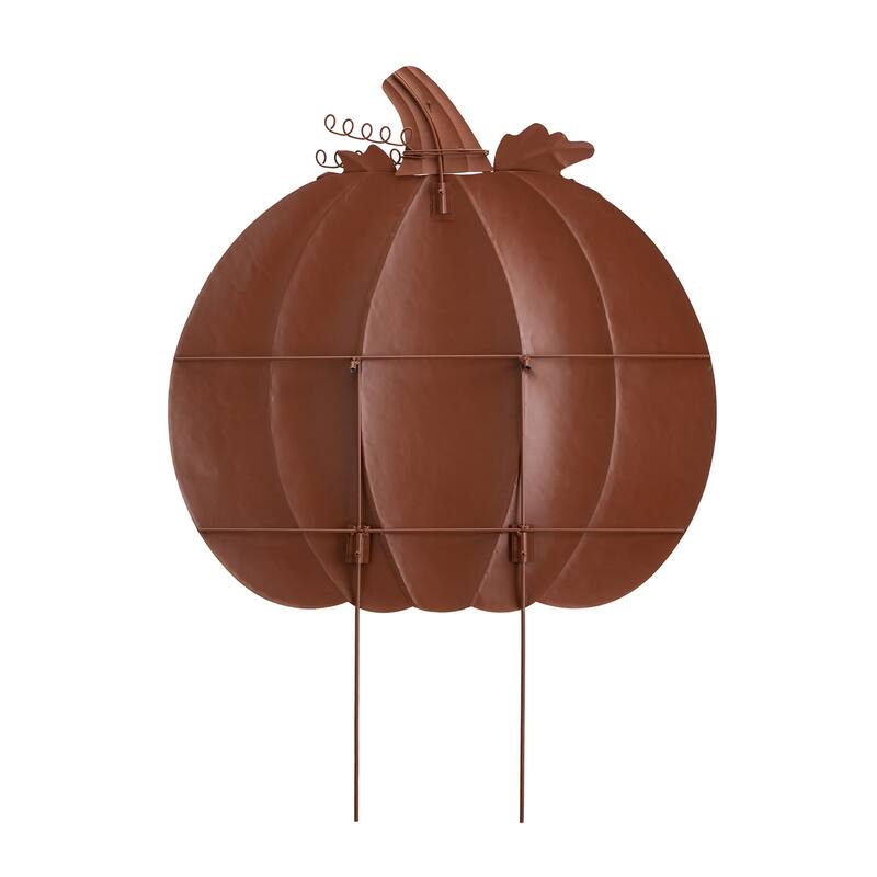 Glitzhome Fall Oversized Metal Pumpkin Yard Stake / Wall Decor / Standing Sign (Three Function)