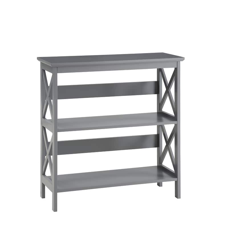 3-Tier Bookcase with Open Shelving and X-Pattern Detailing for Modern Storage and Display - 11.75