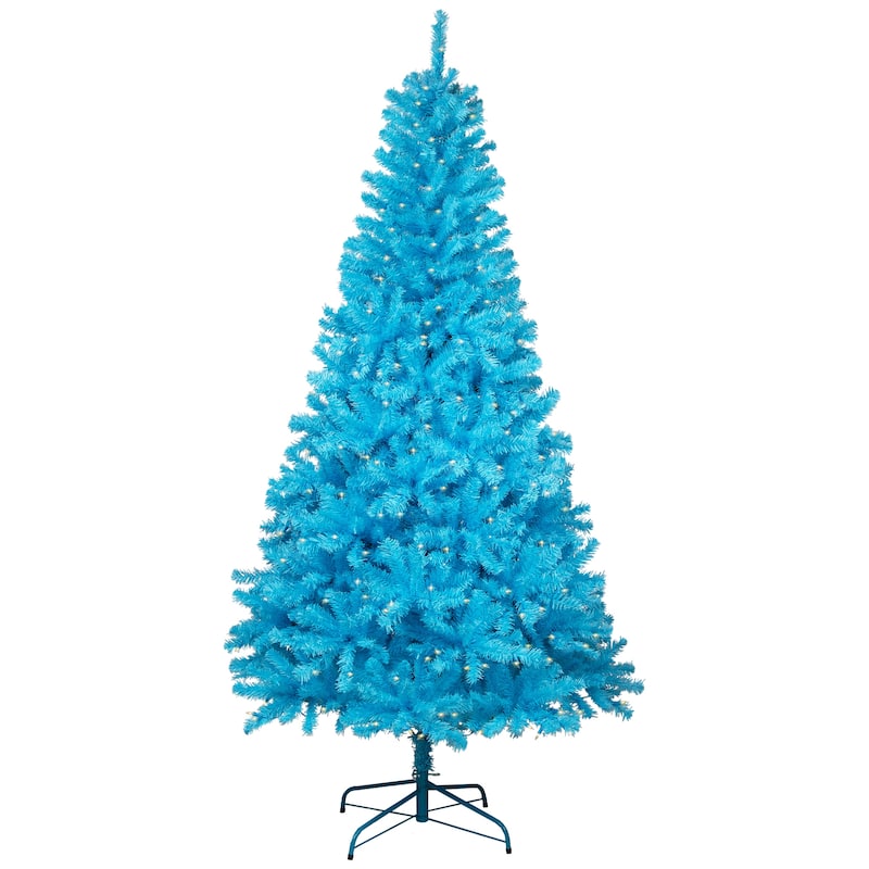 Pre-Lit Medium Pine Artificial Christmas Tree - 6' - Sky Blue - Clear Lights - 6 Foot