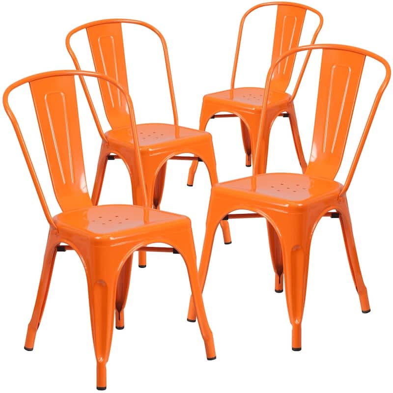 Metal Indoor/ Outdoor Stackable Bistro Chair (Set of 4)