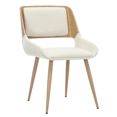 Mid-Century Modern Fabric, Metal and Wood Dining Chair Set of 4 - Beige and Natural