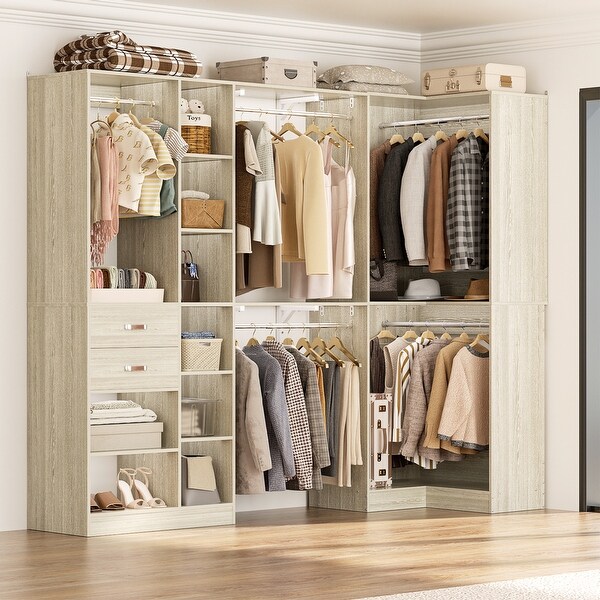 Navada 63'' - 127.5'' Closet System with Hanging Rods, Set of 2