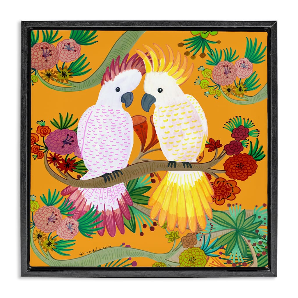 Stupell Bright Cockatoos & Foliage Framed Floater Canvas Wall Art Design By Kay Widdowson