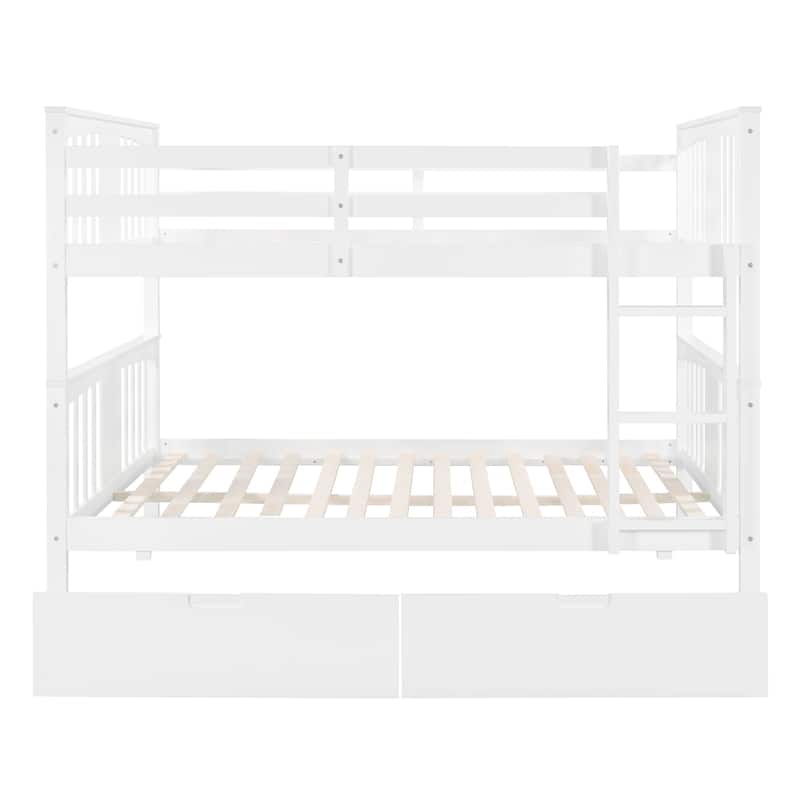 Bunk Bed with Drawers and Ladder for Bedroom, Guest Room Furniture