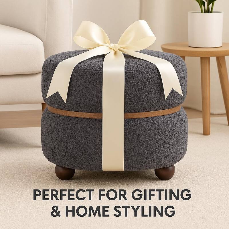 Aria Home Double Pouf Round Upholstered Vanity Stool and Ottoman