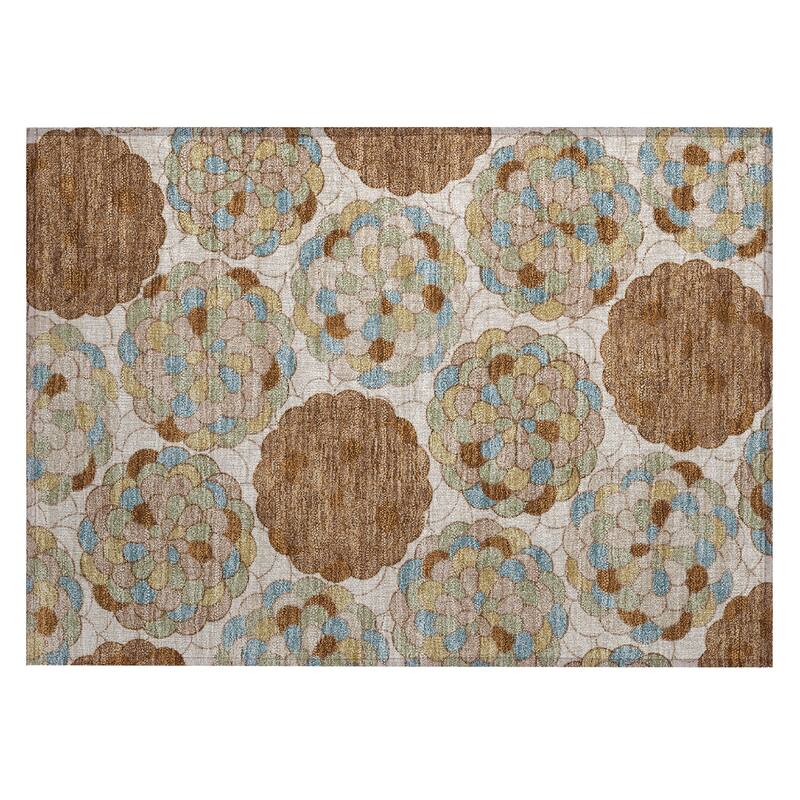 Machine Washable Indoor/ Outdoor Mosaic Cluster Chantille Rug